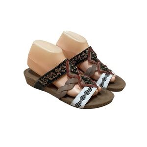 Elite by Corkys Women's Size 11 Cork Wedge Sandal Leather Adjustable Hook & Loop